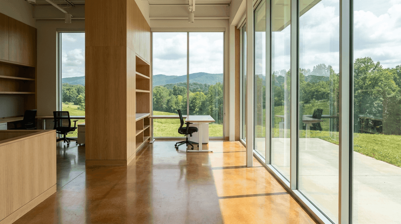 Modern commercial interior under construction in Upstate South Carolina